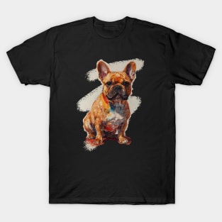 Pencil Sketch Style Red Brindle French Bulldog T-Shirt